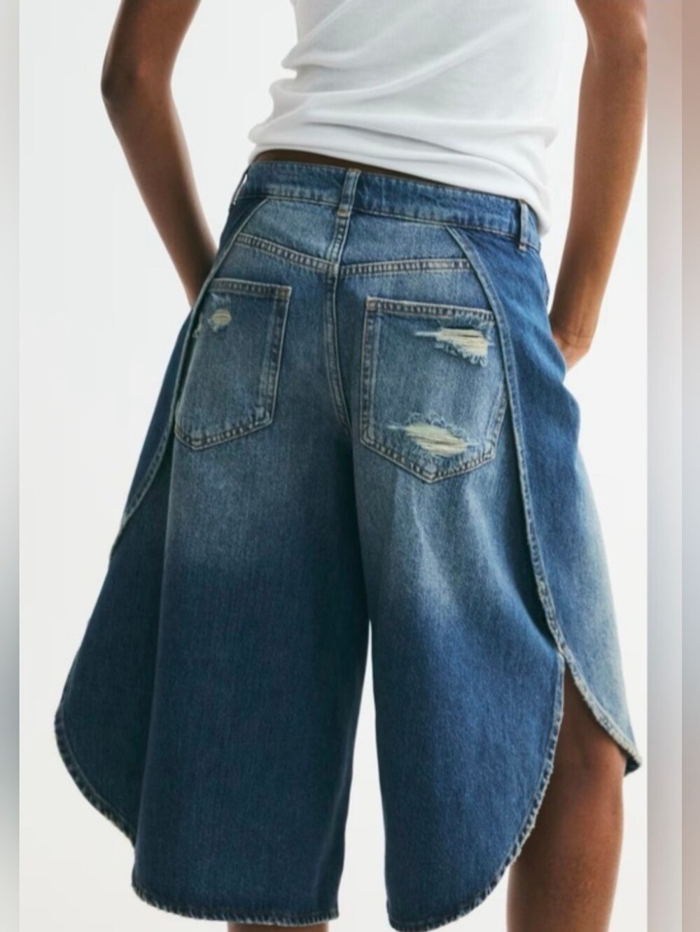 Sz 2 H&M Wrap Detail Denim Shorts New